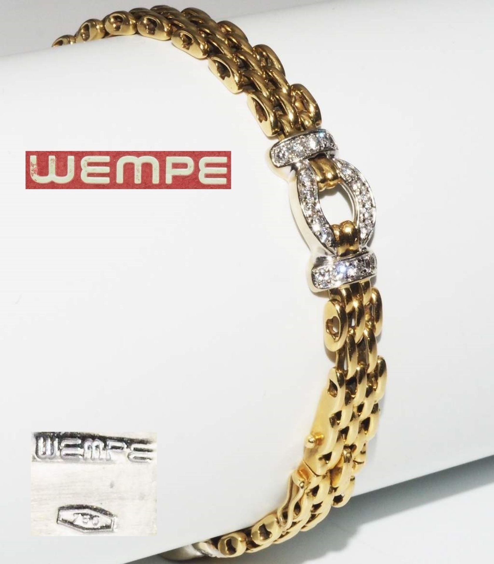 WEMPE Armband, 750er Gelb- und Weißgold mit Brillanten von insgesamt 1,10 ct./if-tw.