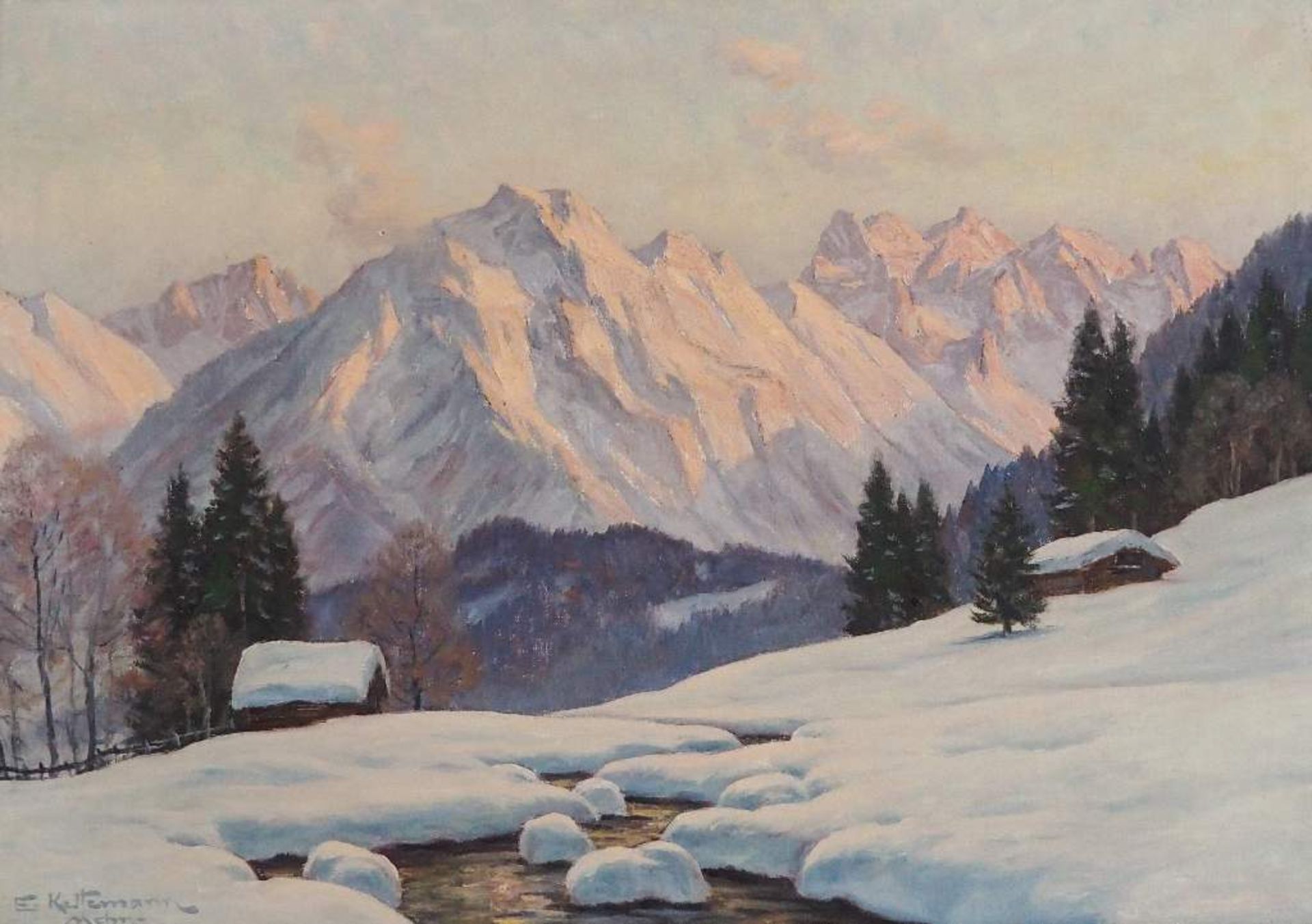 KETTEMANN, Erwin. "Winterabend bei Oberstdorf"