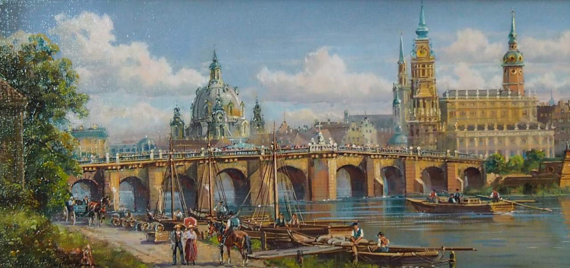 KAPLAN, Hubert. Blick über die Elbe auf die Augustusbrücke mit historischem Stadtkern in Dresden. - Image 2 of 6