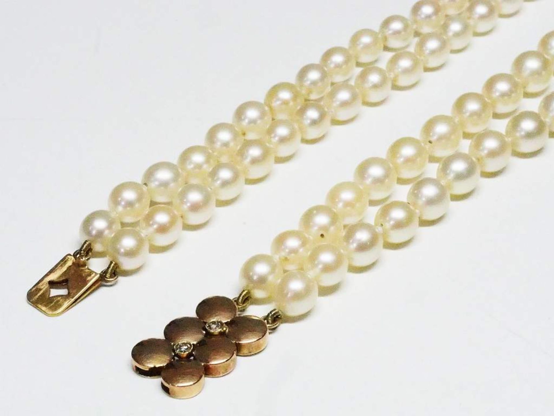 Doppelreihige Vintage Akoya-Perlenkette. - Image 5 of 5