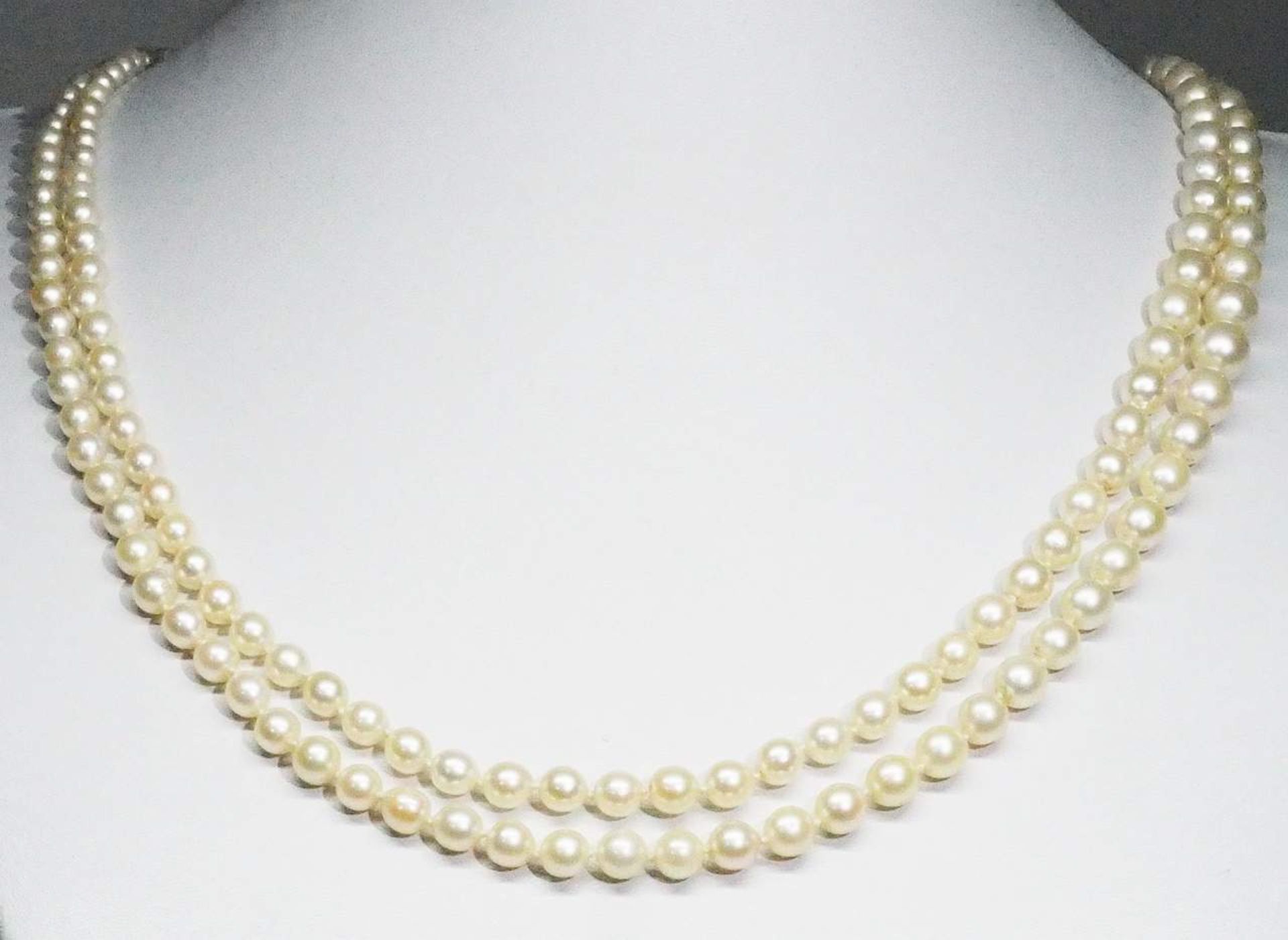 Doppelreihige Vintage Akoya-Perlenkette. - Image 2 of 5