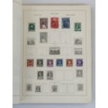1 Briefmarkenalbum SCHWANEBERGER wohl 1933/34, mit Briefmarken Alle Welt z.T. 19. Jh., min. bestückt