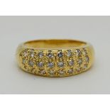 1 Damenring GG 18ct., mit Brillanten, lt. Schiene wohl zus. 1,0 ct., Ringgr. ca. 61, Tsp.