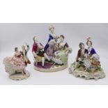 7 Porzellanfiguren/-gruppen z.B. AELTESTE VOLKSTÄDTER PORZELLANMANUFAKTUR "Rosenkavalier" ca. H 21cm