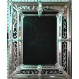 2 venezianische Spiegel 20. Jh. Holz mit Glasappliken/-rahmen, ca. 102x82cm bzw. ca. 91x57cm, z.T. b