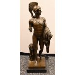 1 Statue Bronze "Jason mit dem goldenen Vlies" Replik nach Skulptur von Bertel Thorvaldsen, H ca. 66
