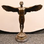 1Statue Bronze "Ikarus" Replik nach Adolph Alexander Weinman, H ca. 60cm auf rundem Marmorsockel,