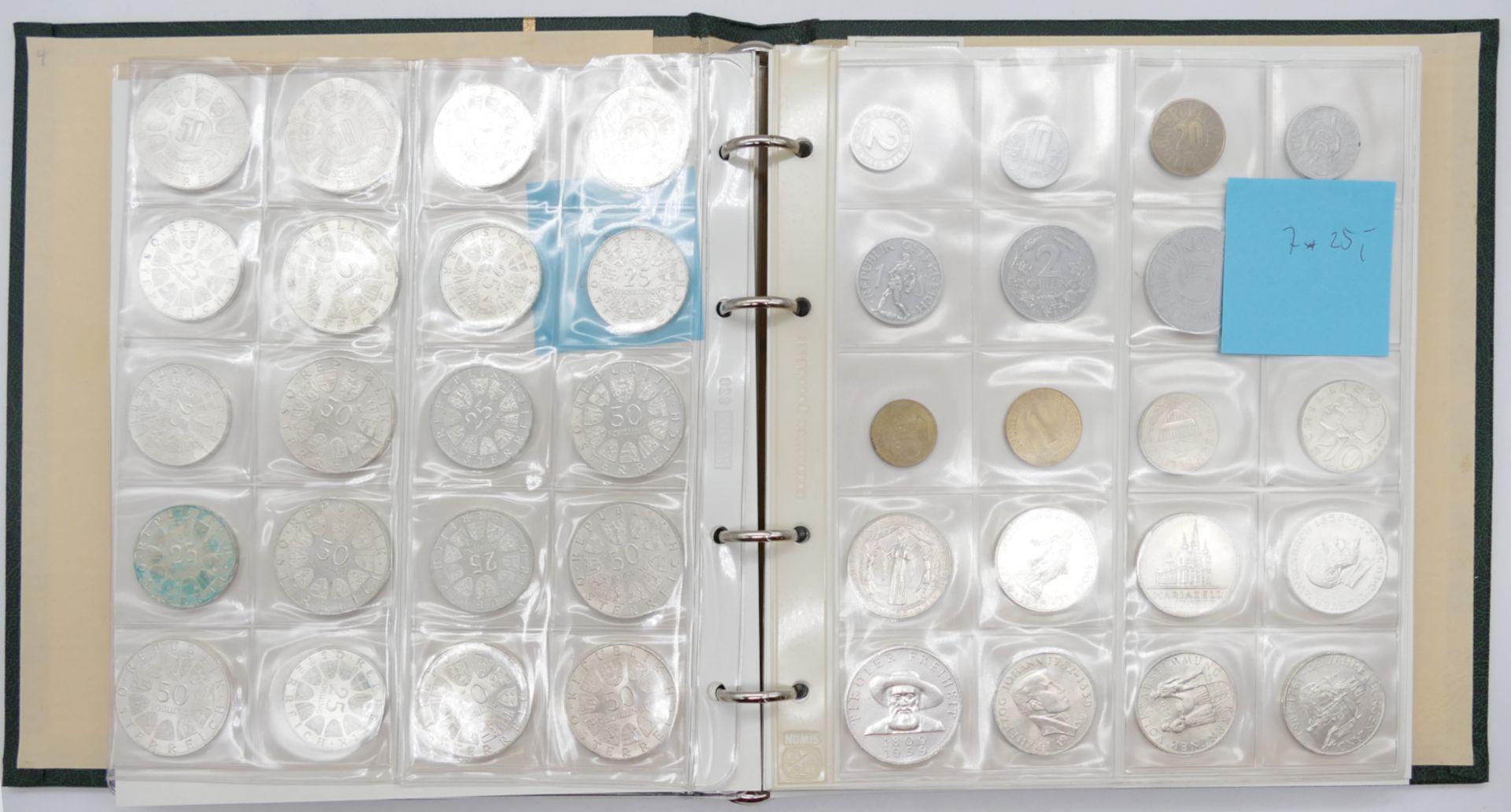1 Konv. Münzen/Medaillen: Silber/Metall u.a., Österreich 25/50/100/500 Schilling, Zahlgeld Dt. Reich - Image 2 of 3