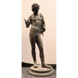 1 Figur wohl Bronze patiniert, "Dionysos, sogenannter Narziss von Pompeji", Replik nach antikem Vorb