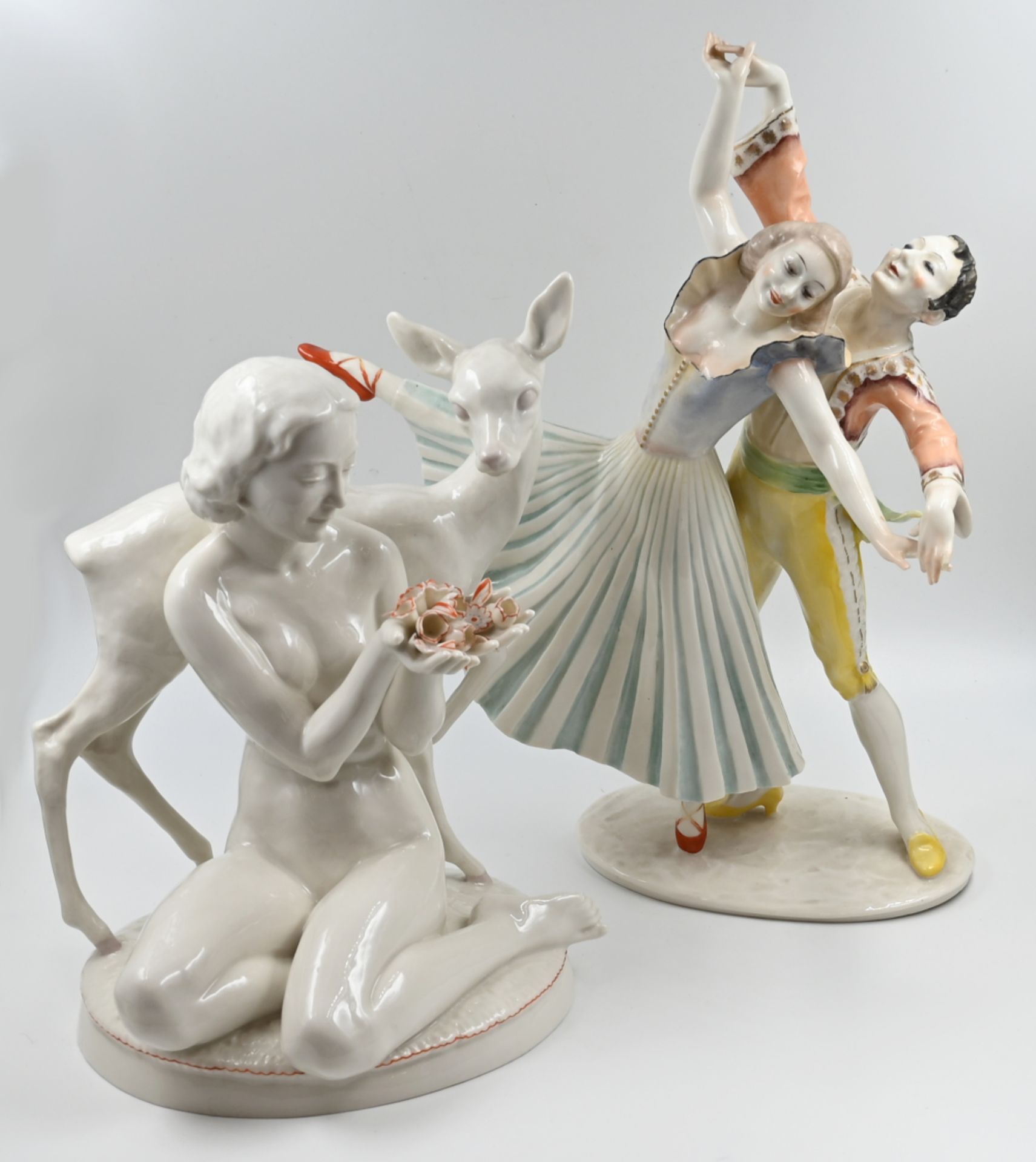 4 Porzellanfiguren/-gruppen HUTSCHENREUTHER, ROSENTHAL "Vogelfamilie", "Tänzerpaar", u.a., - Bild 2 aus 2