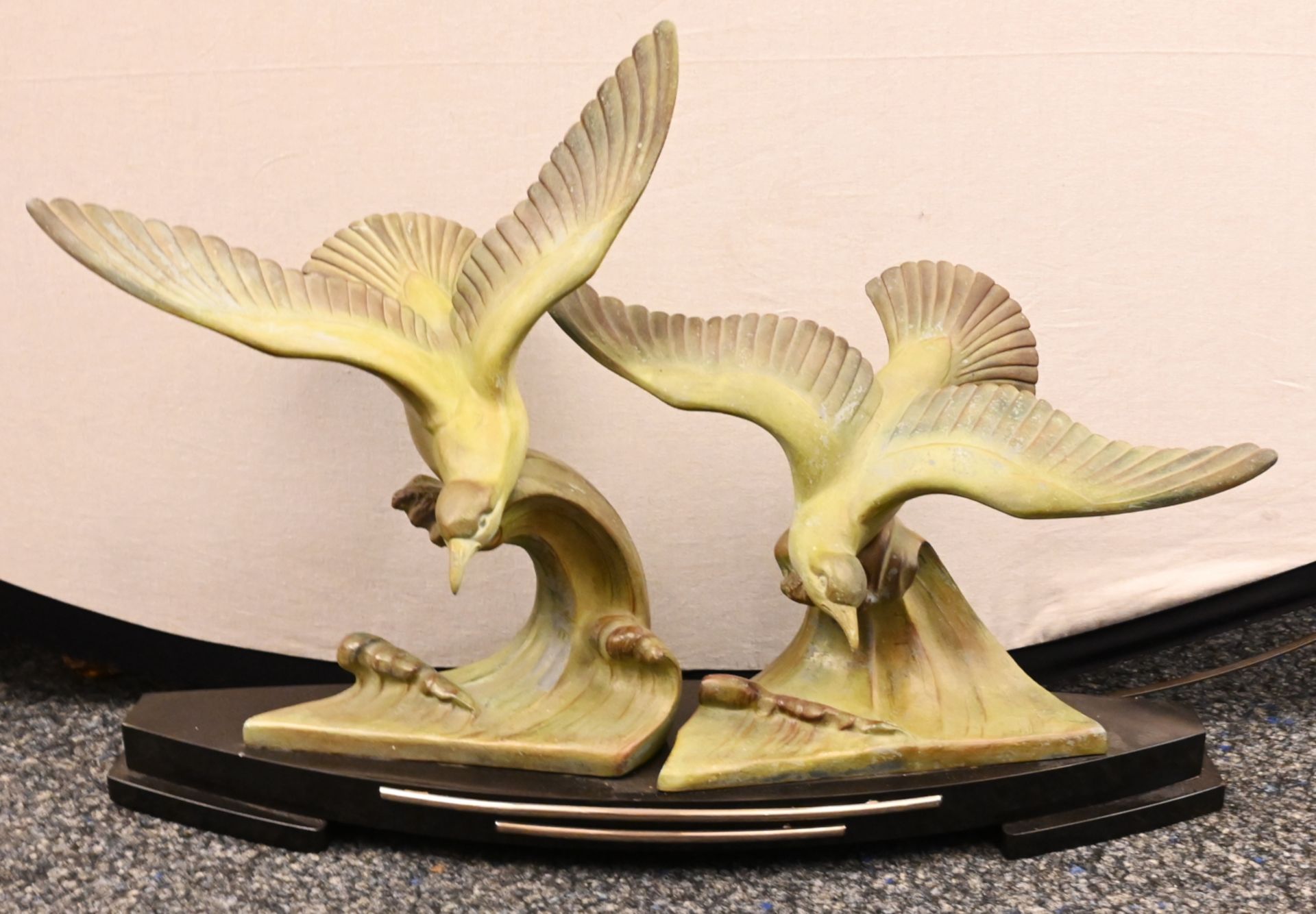 1 Figur Bronze grün patiniert "Storchenvogel Jabiru" Replik nach Rembrandt Bugatti, H ca. 33cm, - Bild 2 aus 2