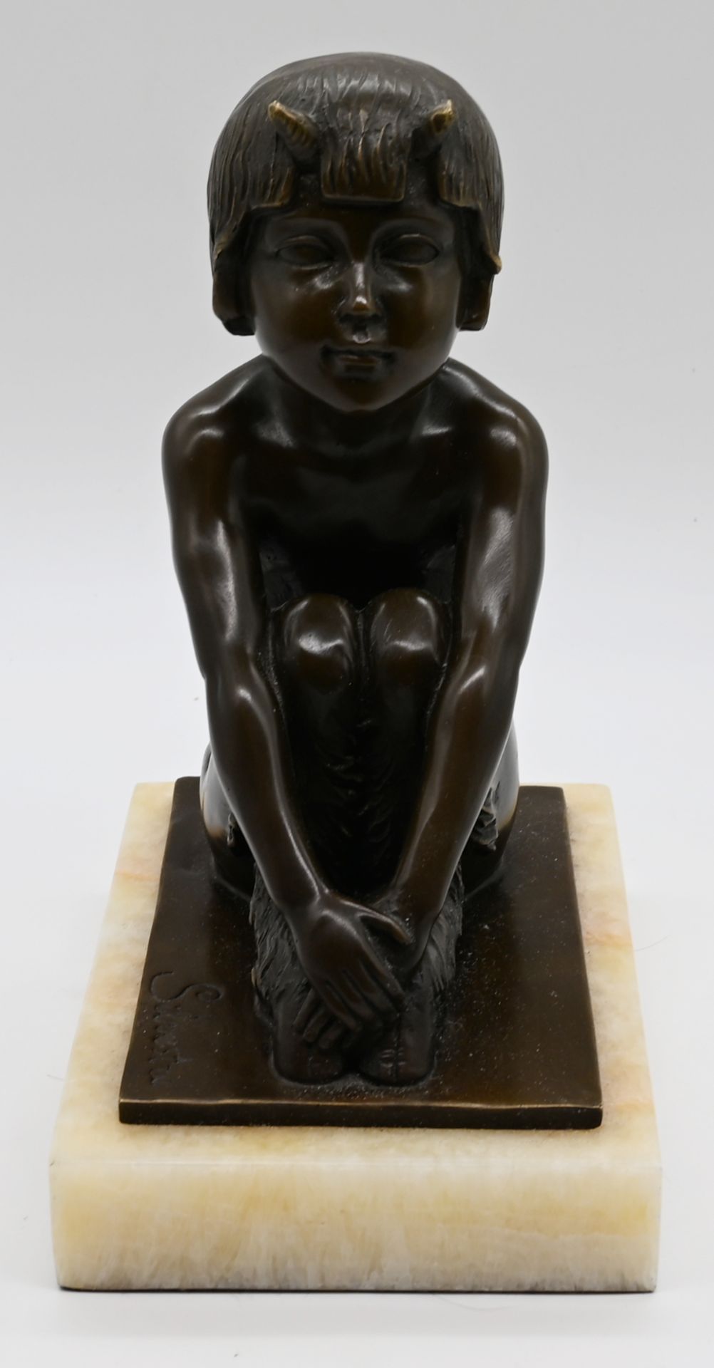 1 Figur Bronze "Un faune assis" Replik nach einer Art déco- Plastik von Paul Silvestre, H ca. 23cm a