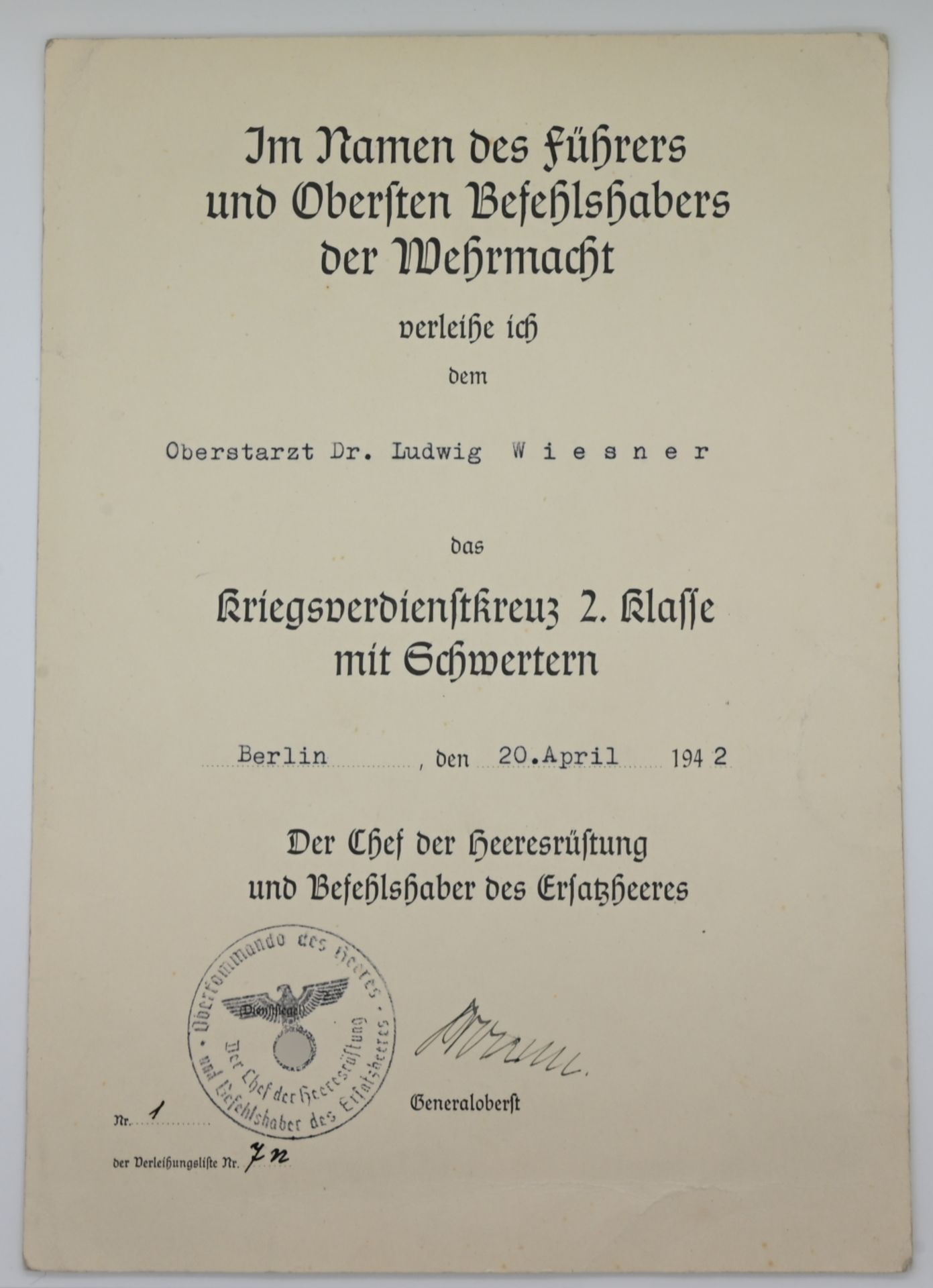 1 Ordensnachlasss des Oberstarztes Dr. Ludwig WIESNER (wohl *1885) des K. Bayer. 17. Infanterie-Regi - Image 16 of 20