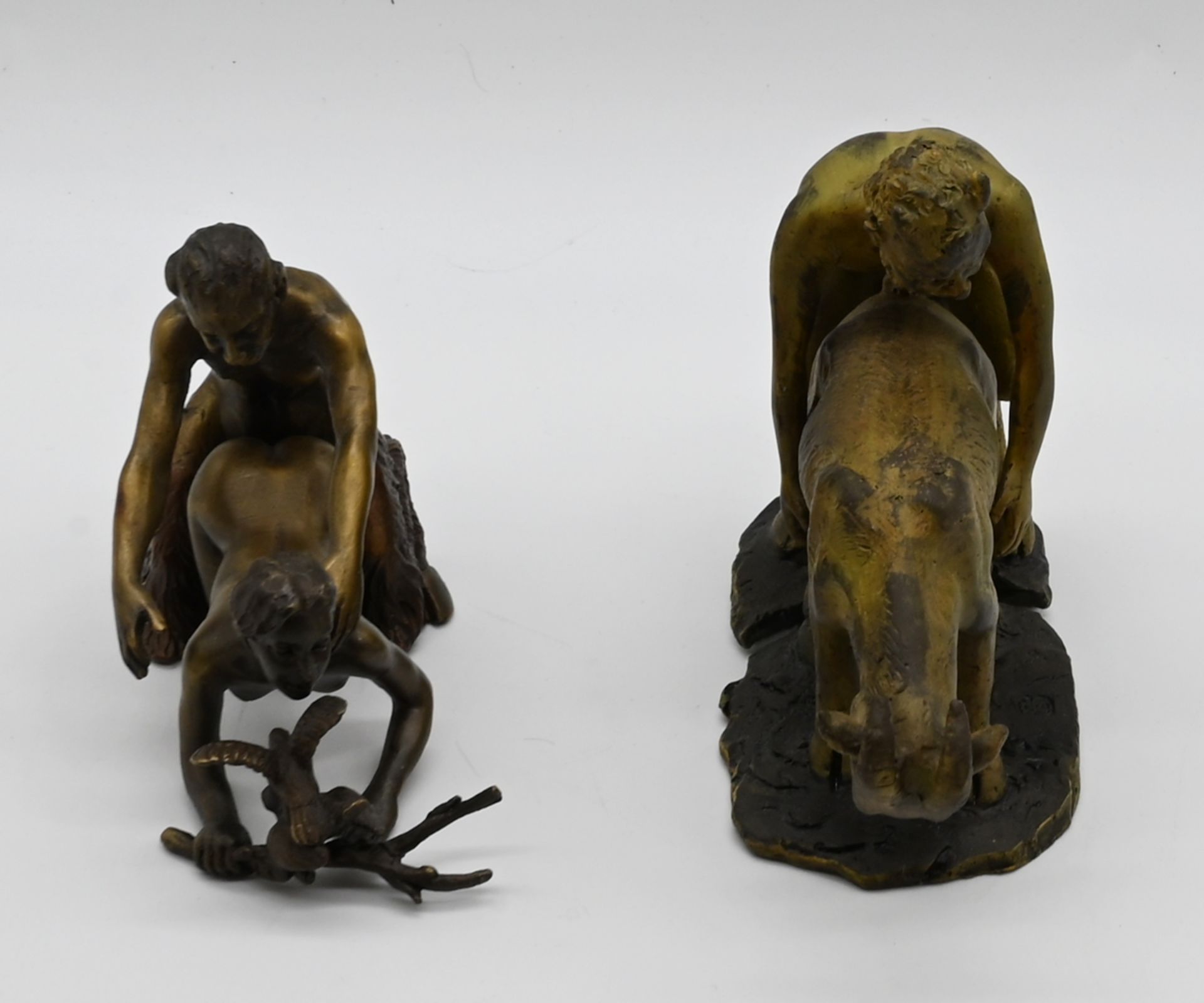 2 Figurengruppen/ Wiener Bronzen (Erotika) Repliken, jew. 2-teilig "Faun mit Ziege" u.a., - Bild 2 aus 4