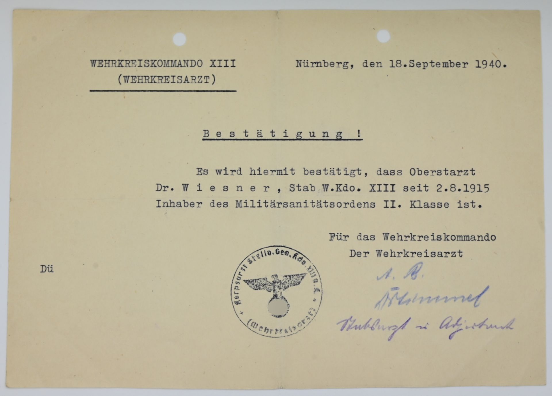 1 Ordensnachlasss des Oberstarztes Dr. Ludwig WIESNER (wohl *1885) des K. Bayer. 17. Infanterie-Regi - Bild 15 aus 20