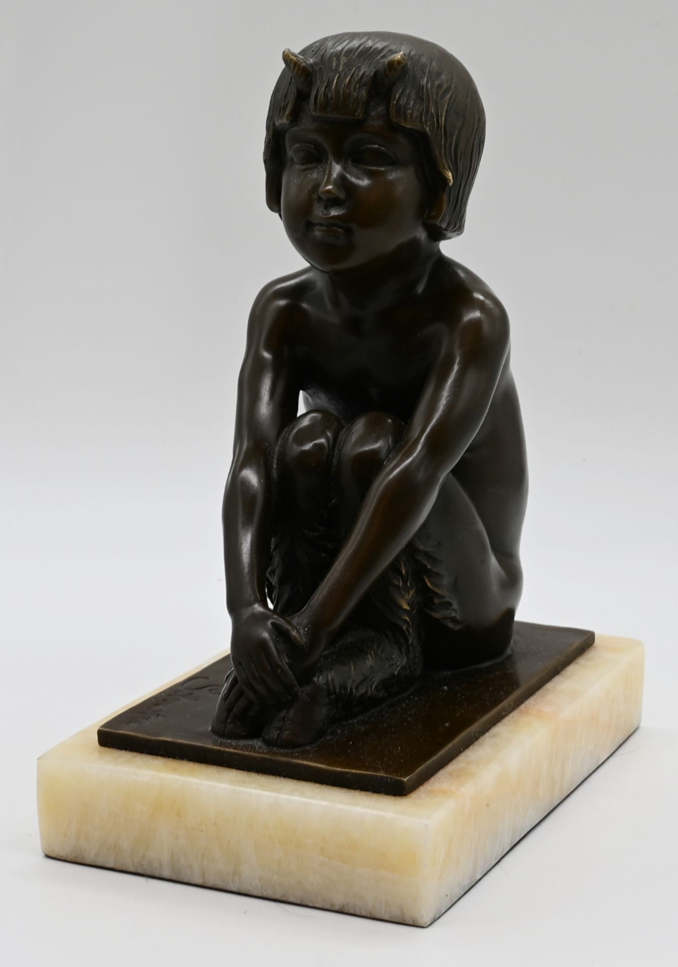 1 Figur Bronze "Un faune assis" Replik nach einer Art déco- Plastik von Paul Silvestre, H ca. 23cm a - Bild 2 aus 6