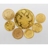 1 Konv. Münzen: GG, Dt. Reich 20 Mark, Belgien, Österreich (z.B. 4 Dukaten), wohl z.T. Nachprägungen