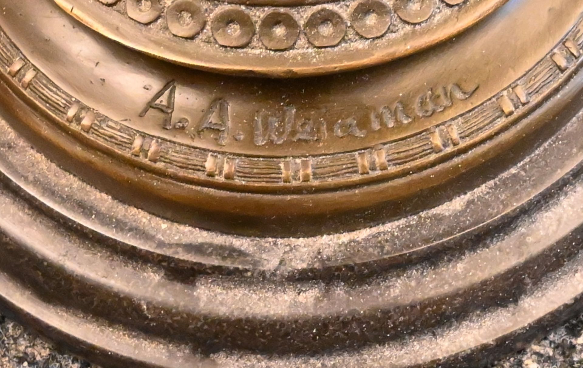 1Statue Bronze "Ikarus" Replik nach Adolph Alexander Weinman, H ca. 60cm auf rundem Marmorsockel, - Bild 6 aus 6