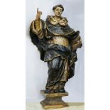 1 Figur Holz/Stuck wohl 18. Jh. "Heiliger Dominikus" lt. EL original polychrom gefasst, goldstaffier