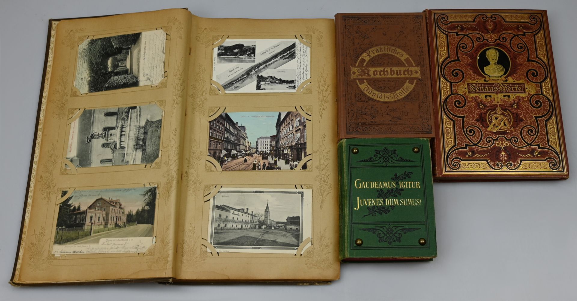 1 Konv. Bücher 19./20. Jh. (ca. 84 Stück): 1 Album mit Abzügen der Originalfotos zum Tod des Reichsp