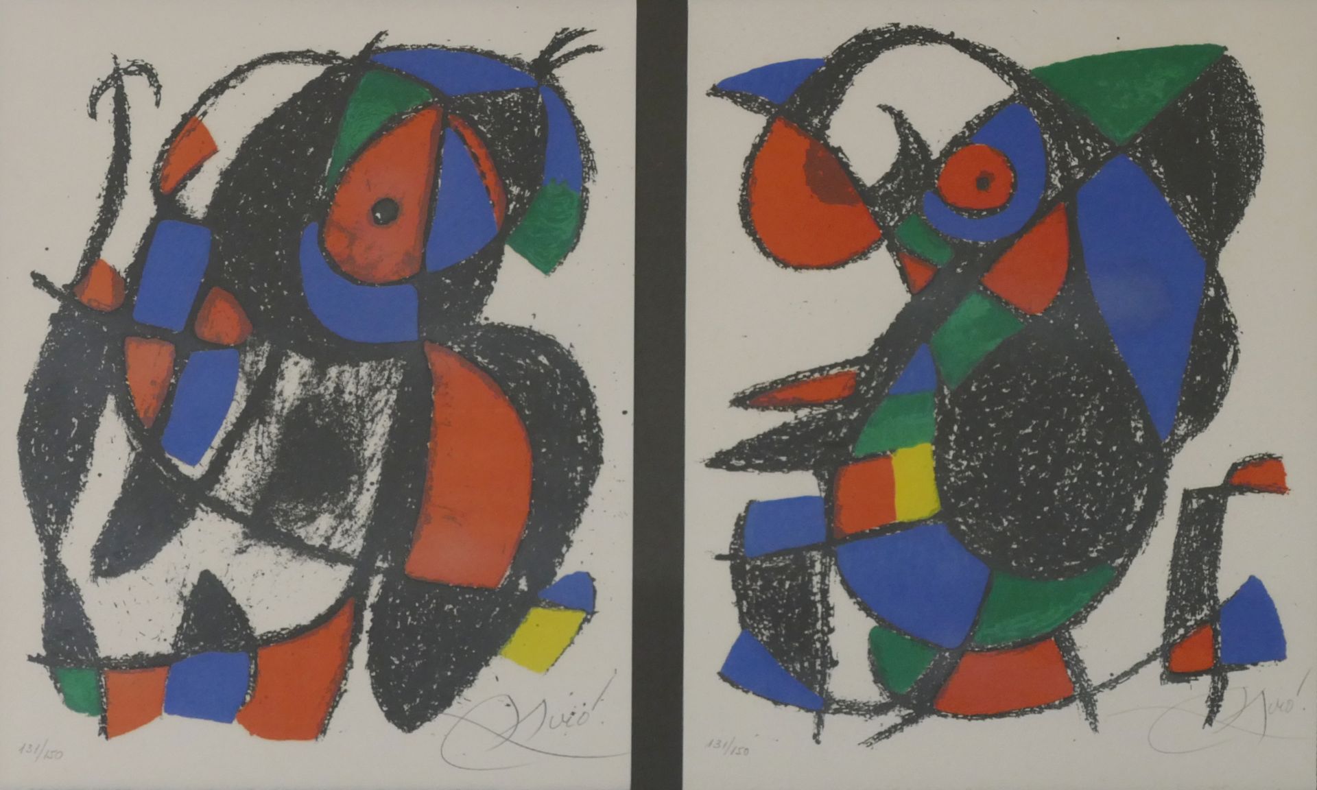 2 Farblithographien zusammen gerahmt je aus der Serie "Lithographs II" je r.u. sign. MIRÓ