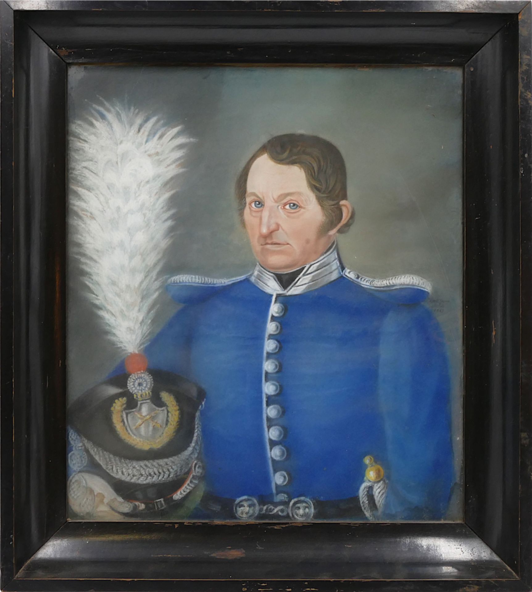 1 Pastell r. mittig wohl sign. F. GEIK "Portrait des Major ROTH der Bürgerwehr zu Bad Windsheim" r. - Bild 2 aus 5