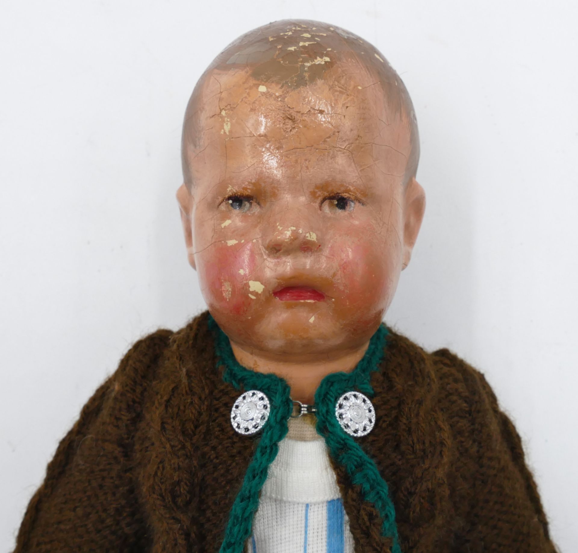 1 Puppe unbez./wohl Käthe KRUSE 1930er/1940er Jahre: Kopf bemalt, Stoffkörper mit beweglichen Armen - Bild 2 aus 3