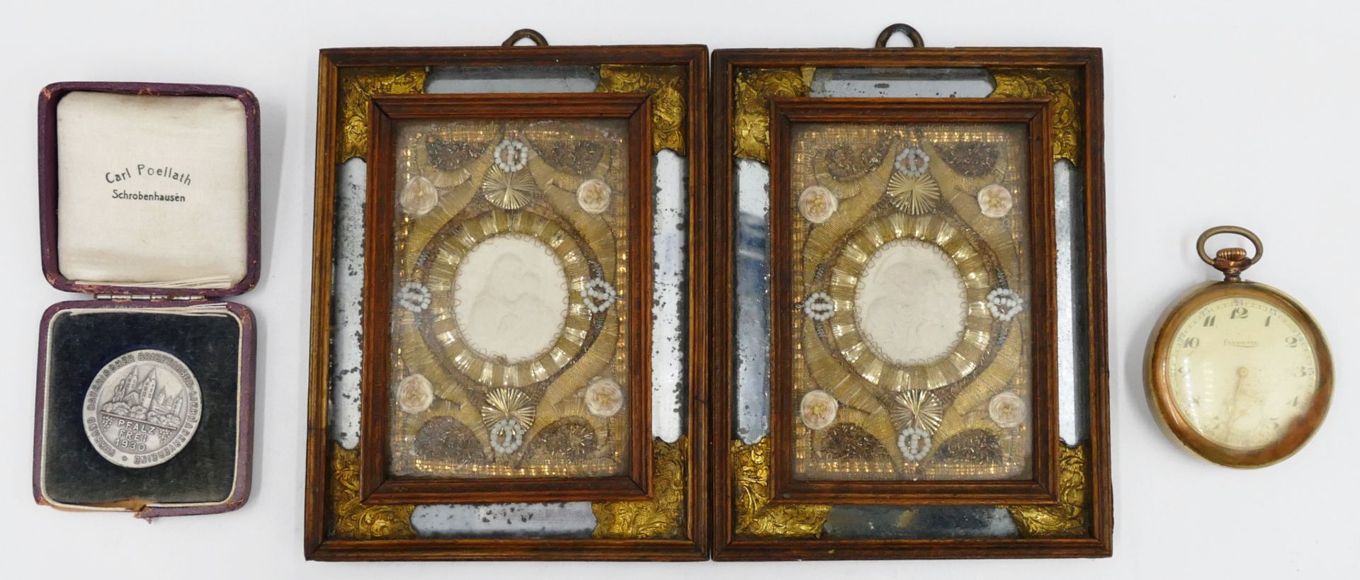 1 Konv. Straßenbahnmünzen Nürnberg/Fürth 1921 (Rahmen hinter Glas), 1 Medaille Pfalz 1930, 2 Kloster - Bild 2 aus 2