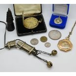 1 Taschenuhr ELGIN Gehäuse GG 14ct., Kette vergoldet, 1 Taschenuhr Metall, z.T. vergoldet, um 1900,