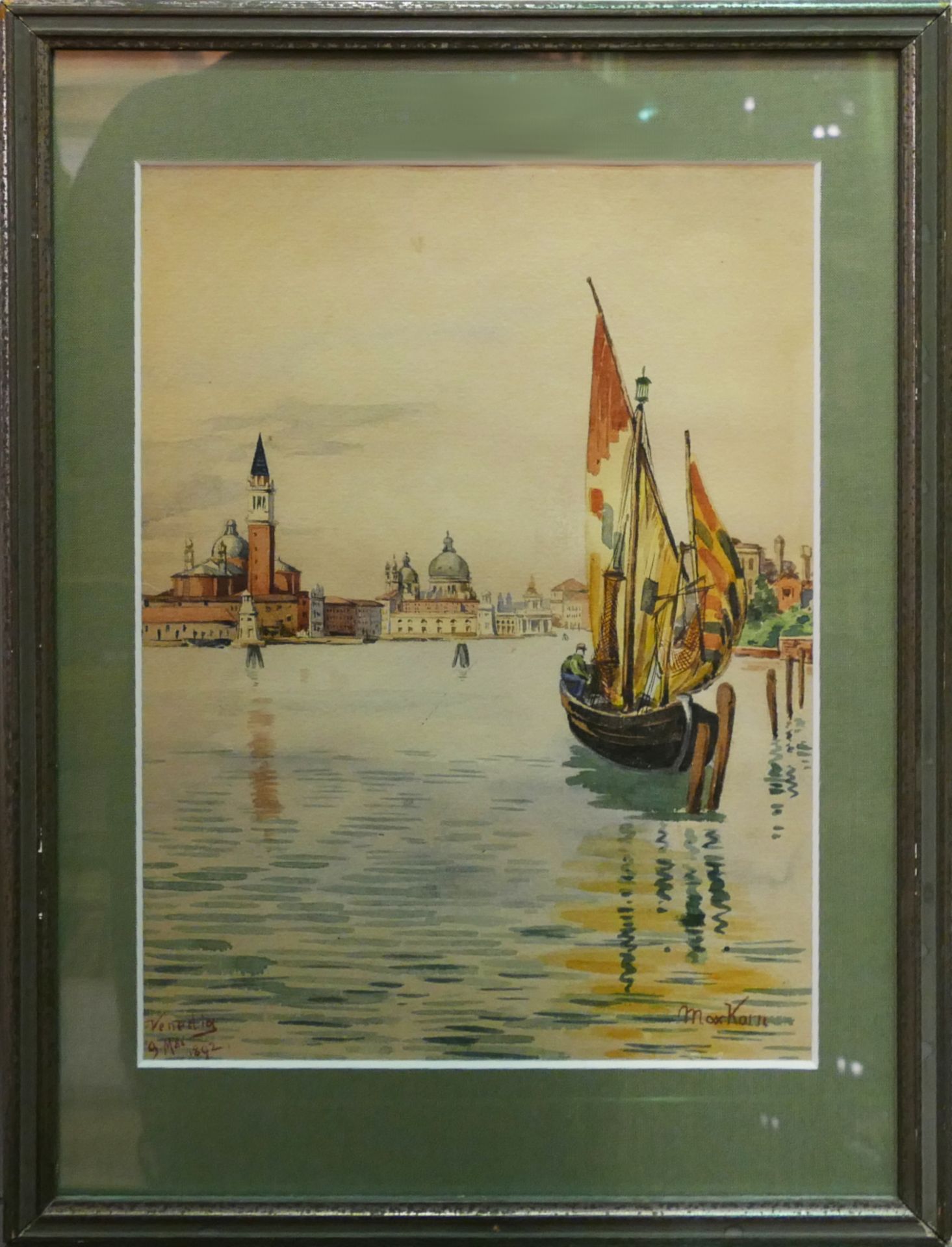 1 Aquarell r.u. sign. Max KORN (wohl 1862-1936 Zerbst) "Blick auf Santa Maria della Salute und Marku - Bild 2 aus 4