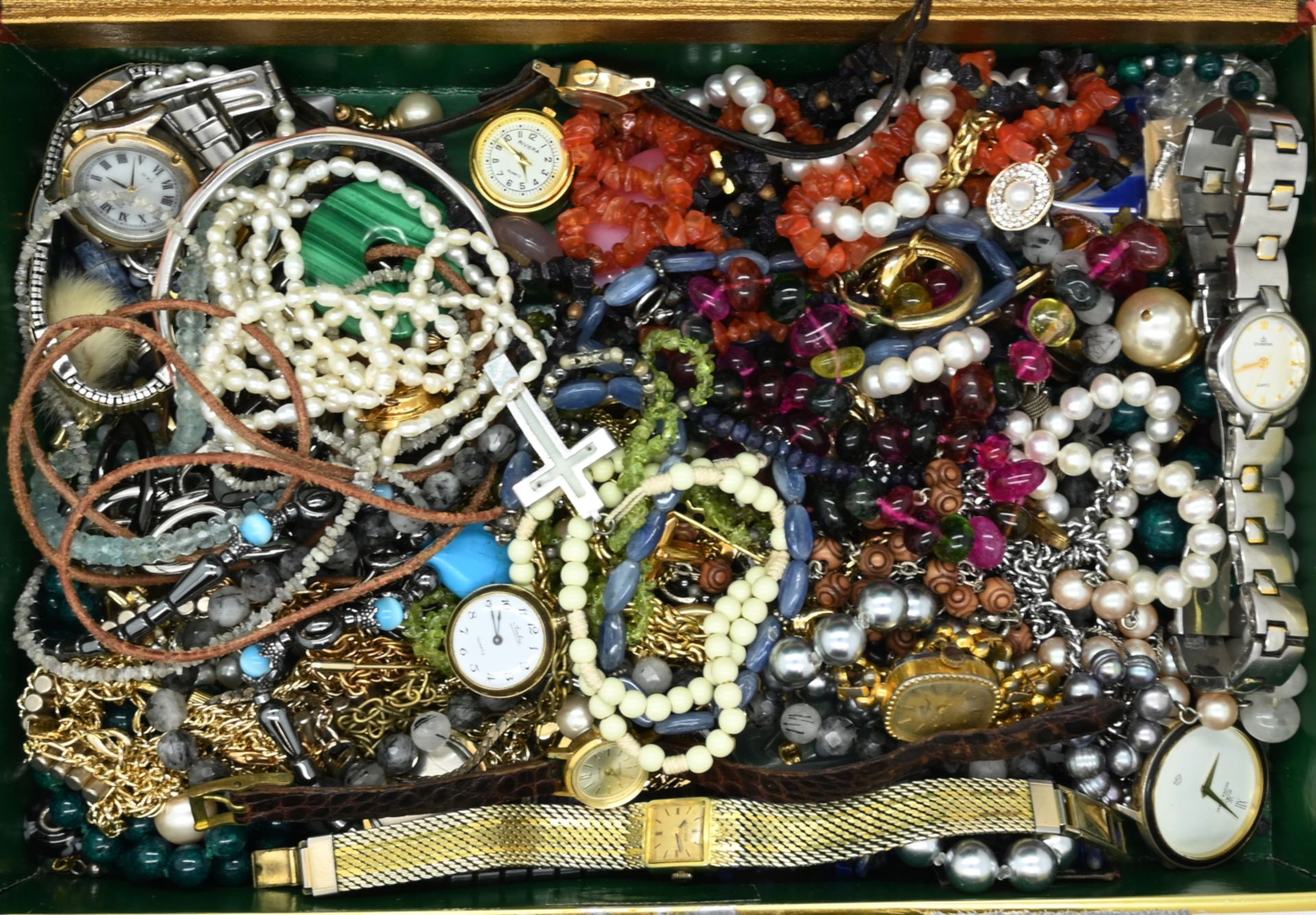 1 Konv. Schmuck: Silber/Metall/Mode/Glas u.a., z.T. MURANO, z.T. mit Edelsteinen sowie Armbanduhren, - Bild 2 aus 2