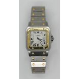 1 Herrenarmbanduhr CARTIER Santos, GG/Stahl, Automatik, Uhr läuft an, mit Papieren, wohl gekauft 198