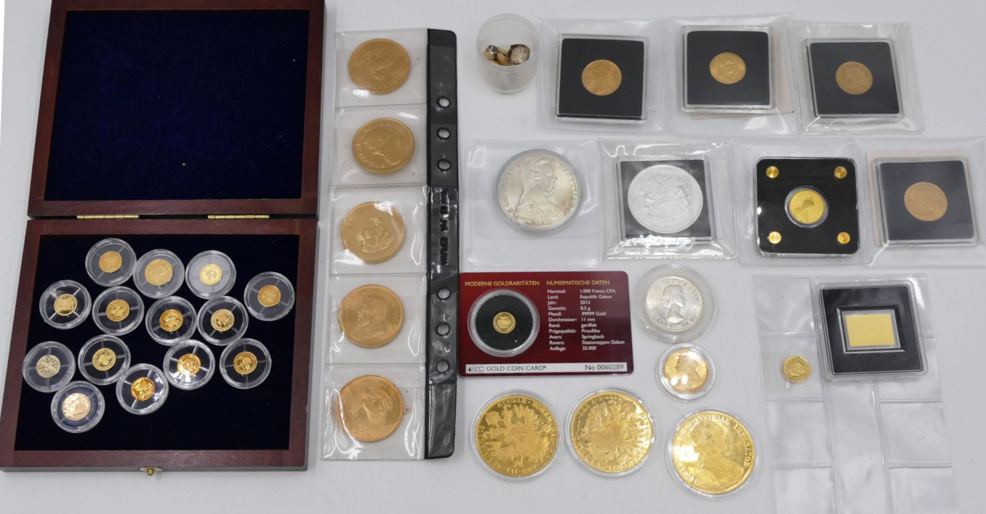 5 Goldmünzen je Krügerrand, je 1 Unze, Jahrgänge ´73, ´76, ´77, ´78, 1 Konv. Münzen/Medaillen GG, z.