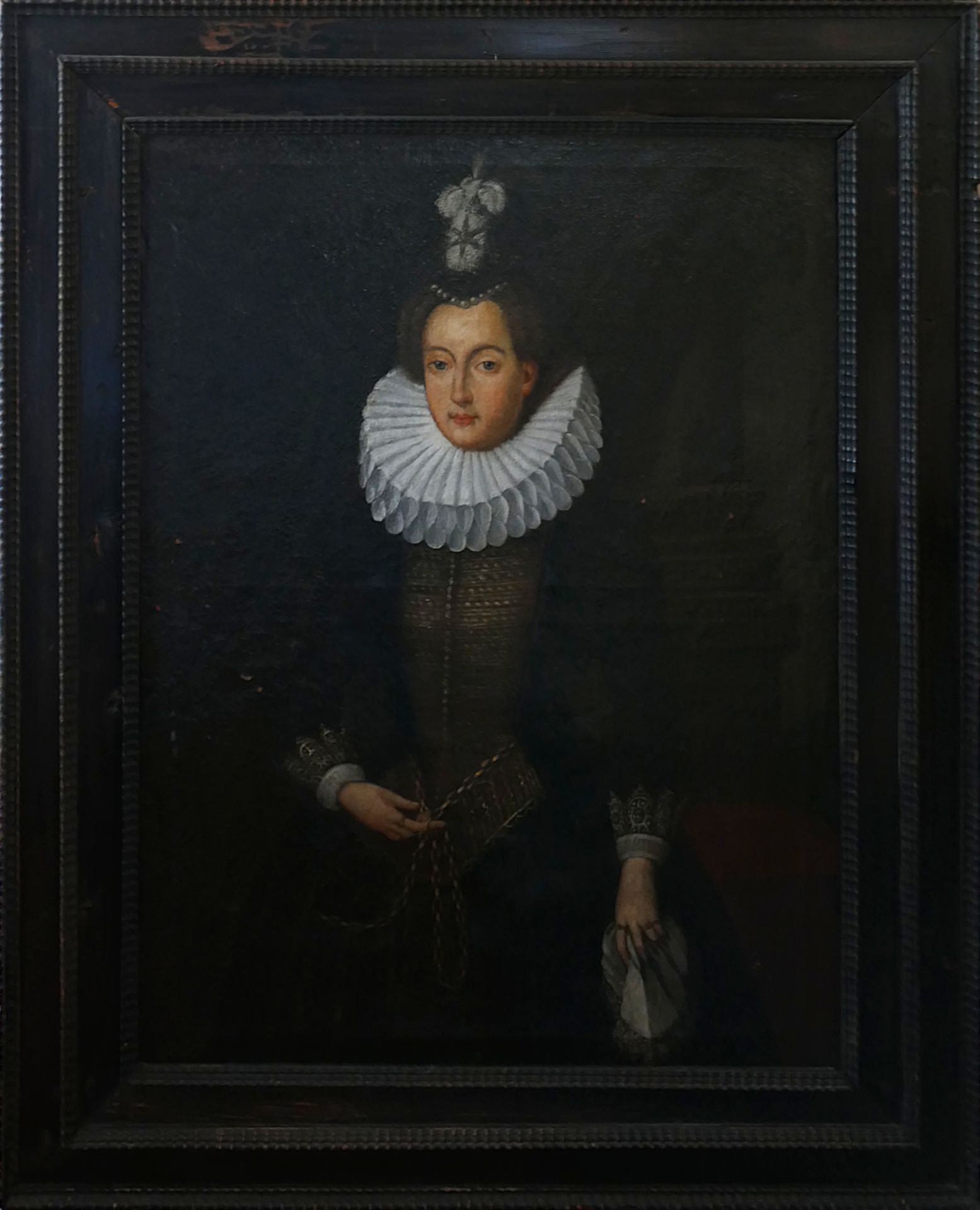 1 Ölgemälde wohl um 1600 „Damenportrait mit Halskrause und Federhaube“ - Image 2 of 11