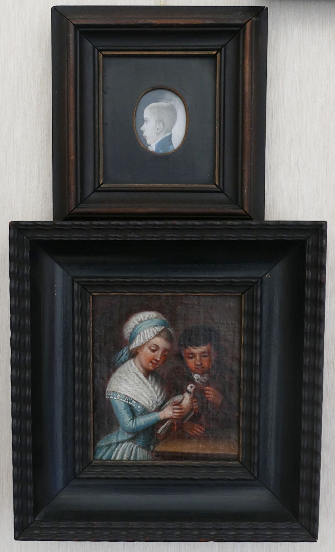 5 Ölgemälde / Miniaturen wohl 18./19. Jh., „Portraits“ u.a. versch. Größen bis ca. 27 x 30 cm, je As - Image 5 of 5