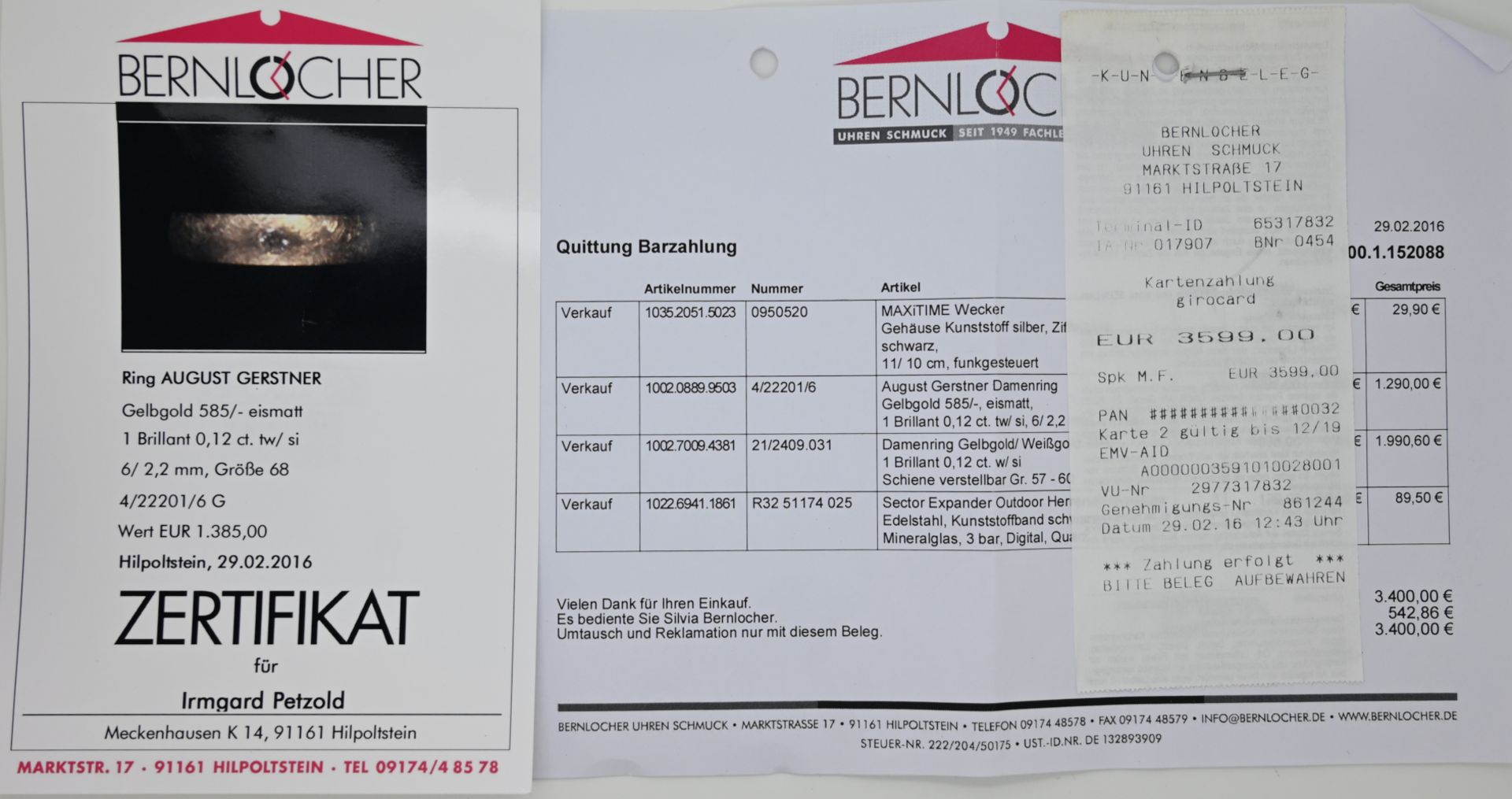 1 Herrenring GG 14ct. mit Zertifikat: Solitärbrillant 0,12ct., tw si, gekauft 2016, Wertangabe 1.375 - Image 3 of 3