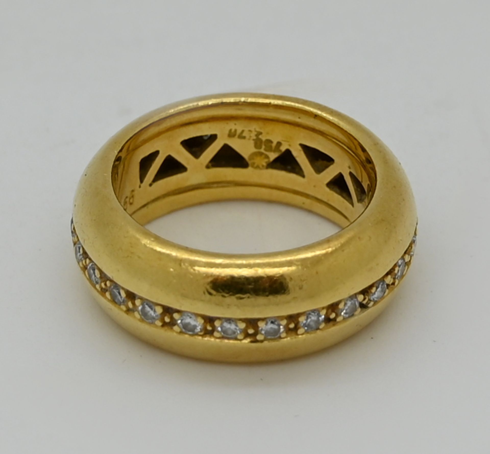 1 Damenring GG 18ct., mit Brillanten ringsherum je ca. 0,02ct., Ringgr. ca. 54/56, Tsp. - Bild 2 aus 2