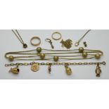 1 Ehering GG 18ct., 1 Bettelarmband GG 14ct., mit versch. Anhängern 8ct./14ct./18ct. sowie 1 Konv. S