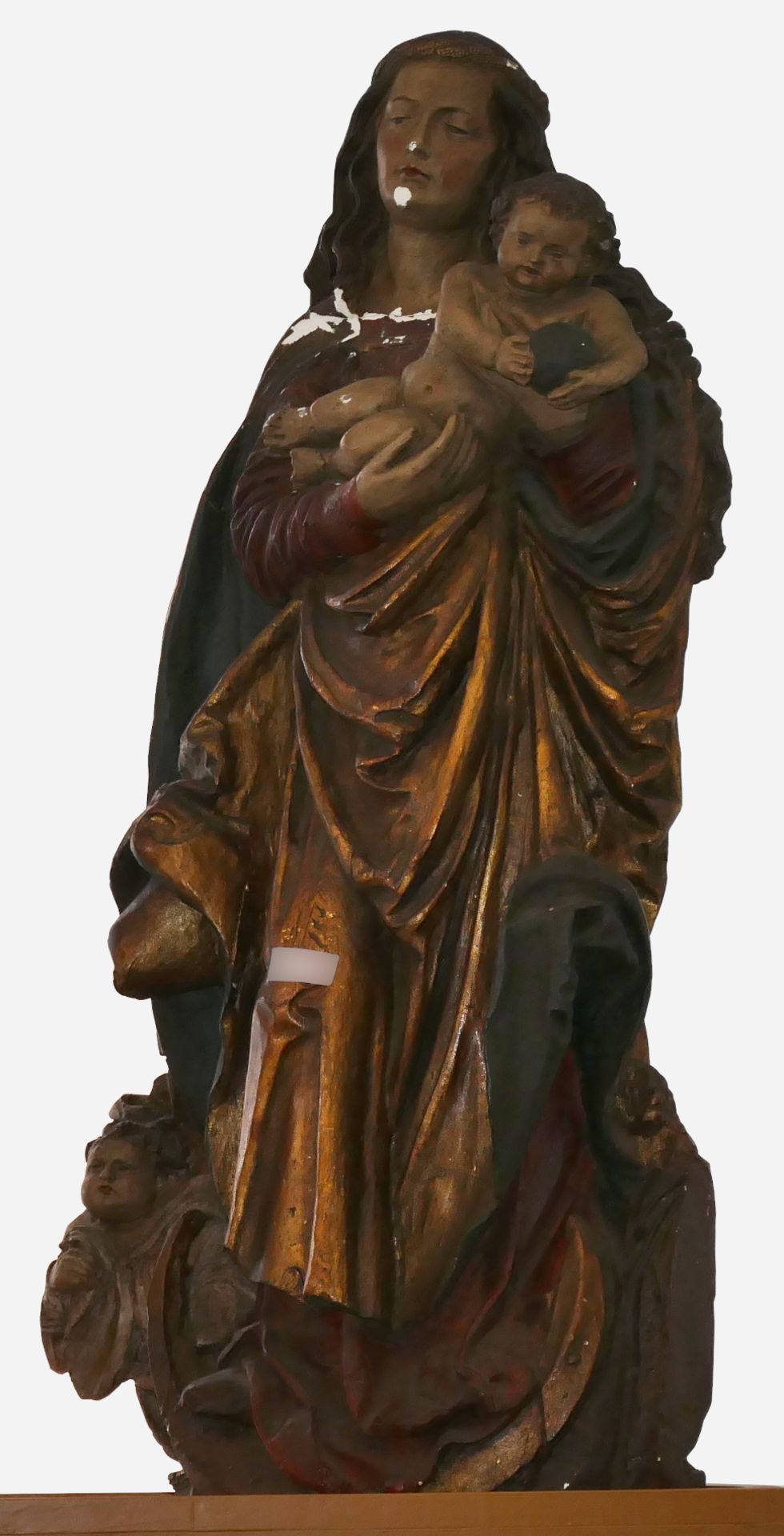 6 Figuren 20. Jh.: 2 Holzfiguren bemalt „Heiliger Jakobus der Ältere“/“Evangelist Johannes“ je ca. H