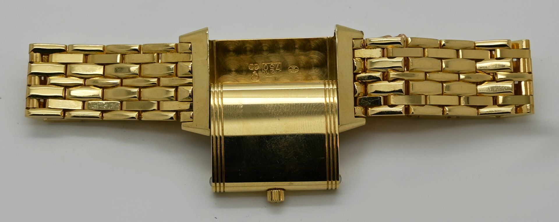 1 Damenarmbanduhr JAEGER LECOULTRE Reverso GG 18ct., mit Faltschließe, Handaufzug (Uhr läuft an), - Image 3 of 3