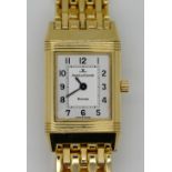 1 Damenarmbanduhr JAEGER LECOULTRE Reverso GG 18ct., mit Faltschließe, Handaufzug (Uhr läuft an),