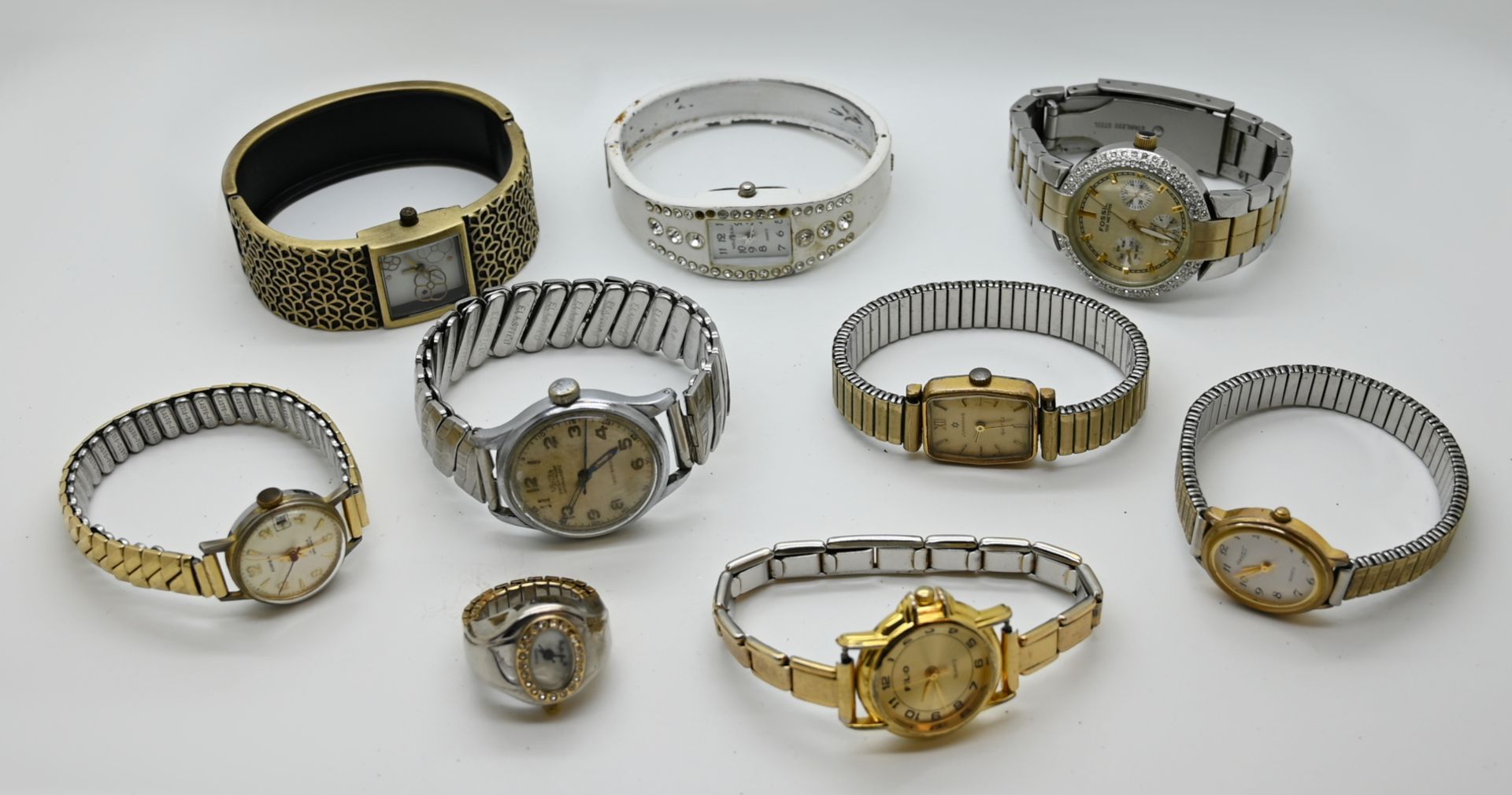 1 Konv. Armbanduhren u.a.: Metall u.a., z.T. mit Lederband, verschieden, je Asp./Tsp., in der Schatu - Image 3 of 3
