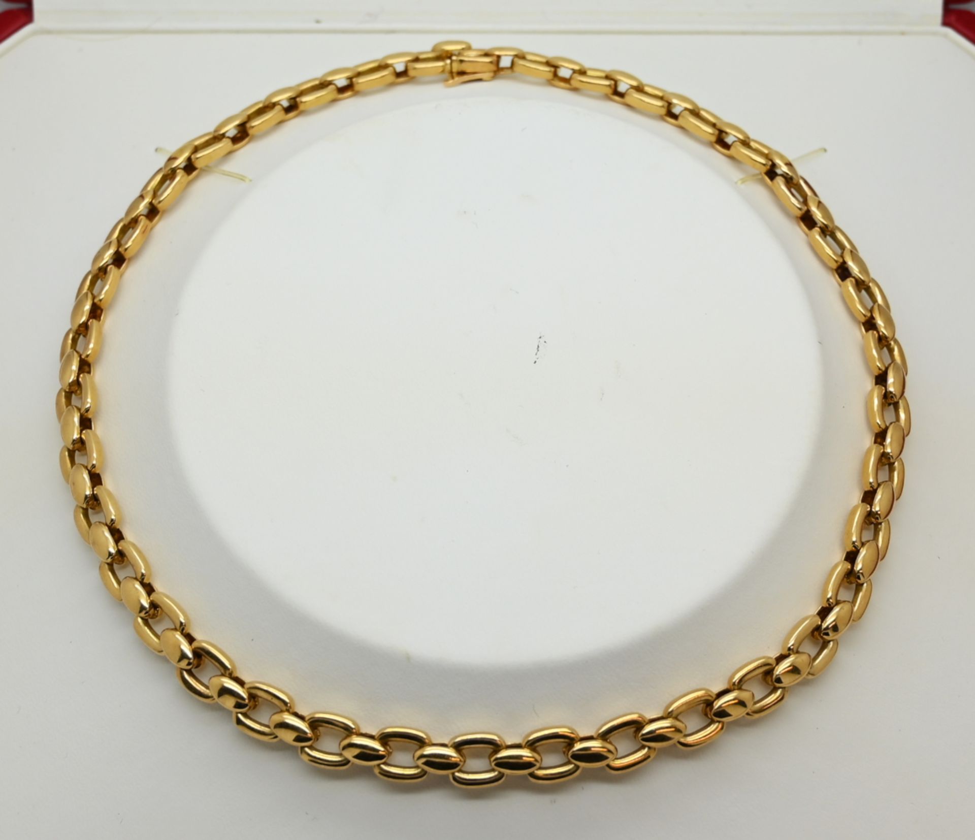 1 Collier GG 18ct. CARTIER, gekauft 1991, num.: B11729, mit Zertifikat und Originalschatulle Asp./Gs