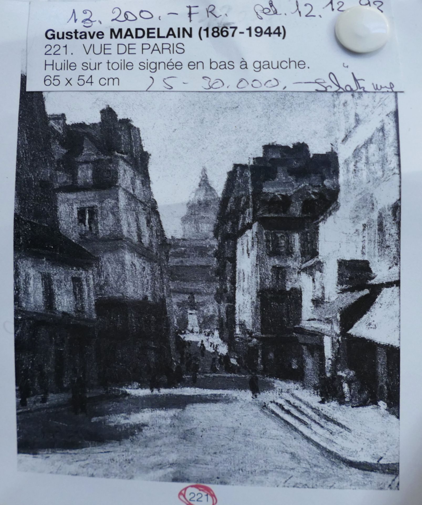 1 Ölgemälde l.u. sign. G. MADELAIN (wohl Gustave M. 1867-1944), "Vue de Paris", - Image 6 of 6