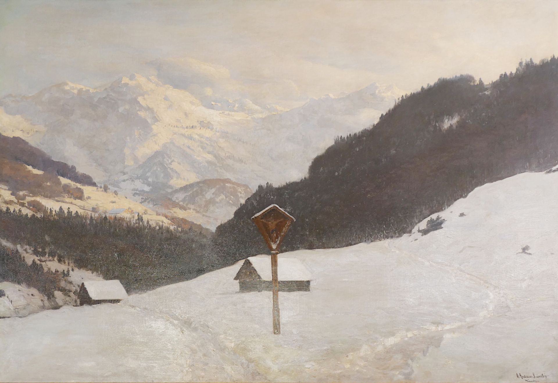 1 Ölgemälde r.u. sign. A. ANDERSEN-LUNDBY (wohl Anders A.-L. 1840/1841 Lundby-1923 München)