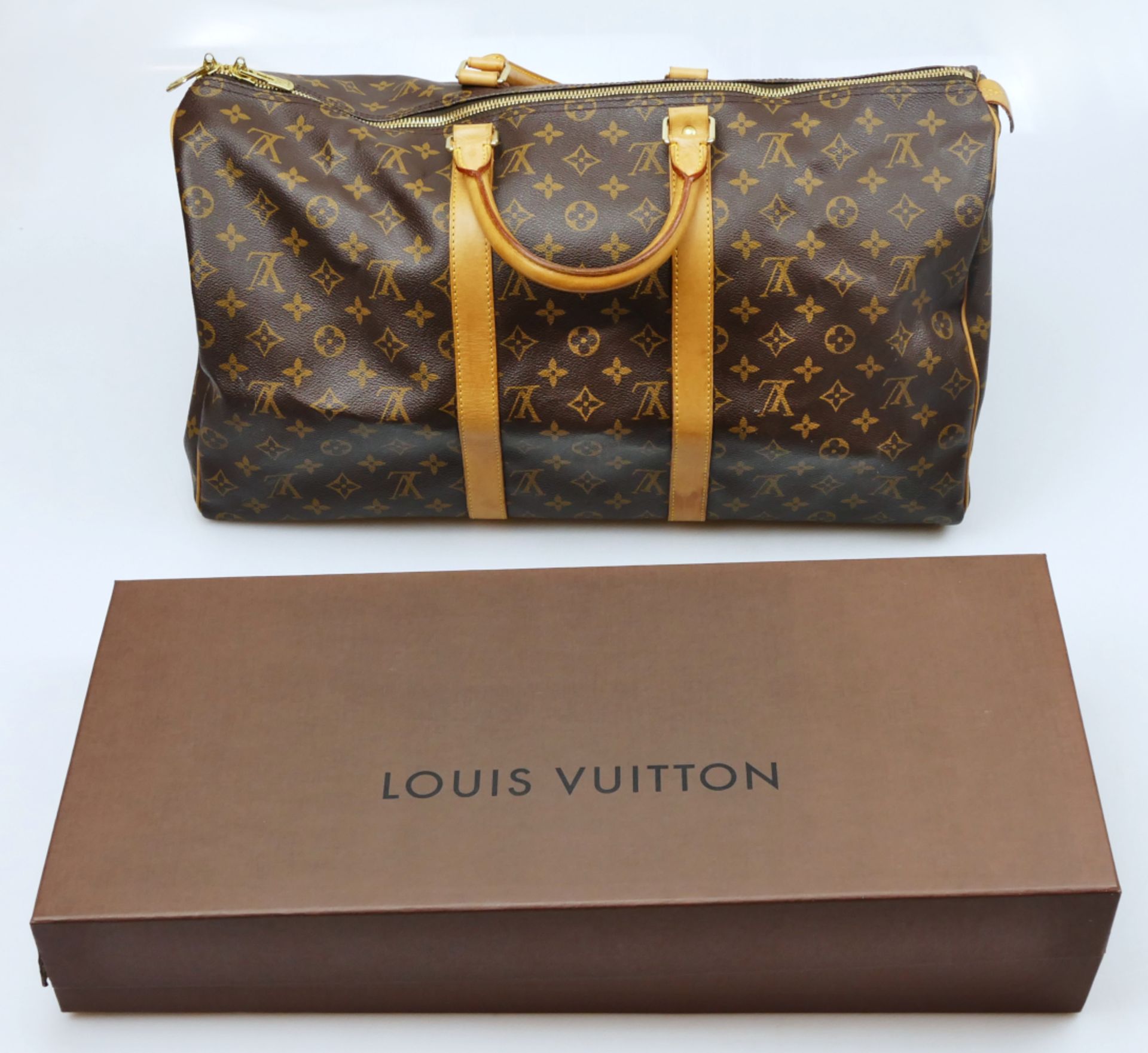 1 Reisetasche LOUIS VUITTON Monogram "Keepall", mit Schloss, B. ca. 50cm, innen sehr gut erhalten, o - Bild 7 aus 7