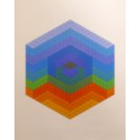 1 Farbserigraphie r.u. bez. VASARELY (wohl Victor V. 1906 Pécs/Ungarn-1997 Paris) "Hexa Grace"