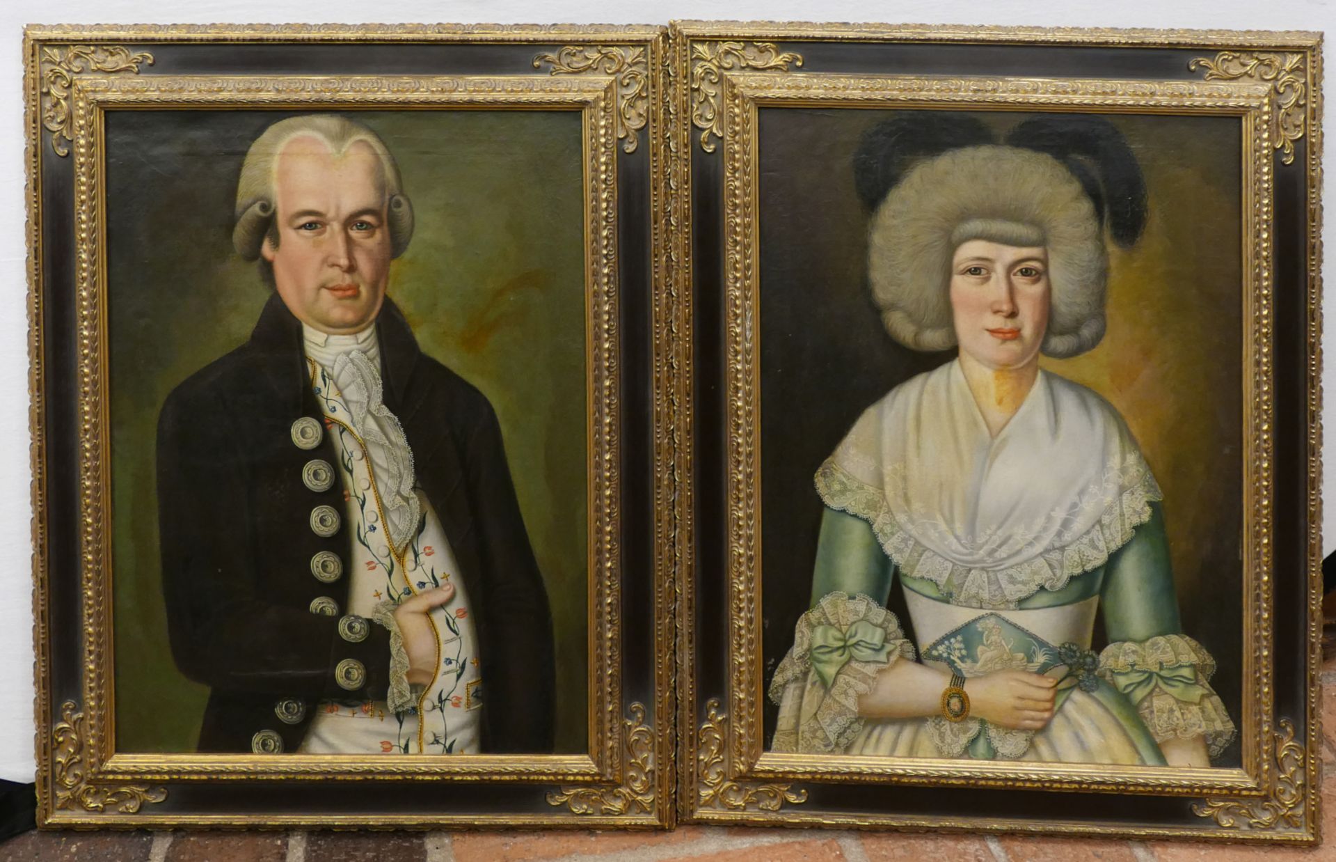 1 Pendant Eheportraits je unsign. (wohl 18. Jh.), gemalt anlässlich der Erhebung der Familie KIETER