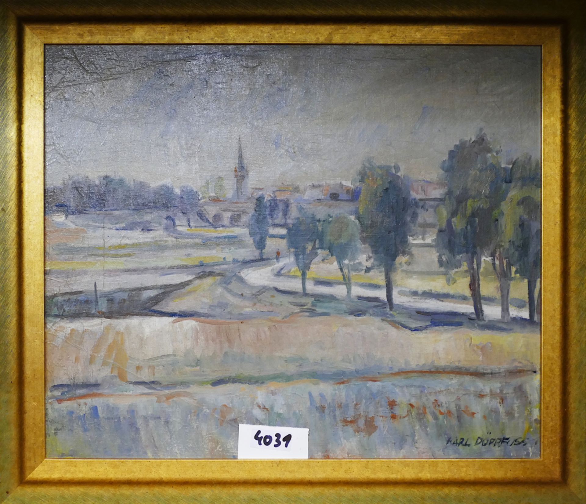 4 Ölgemälde/4 Aquarelle des Künstlers Karl DÖRRFUSS (wohl 1906 Fürth-1984 ebd.) z.B. "Bei Beerbach"  - Bild 7 aus 8