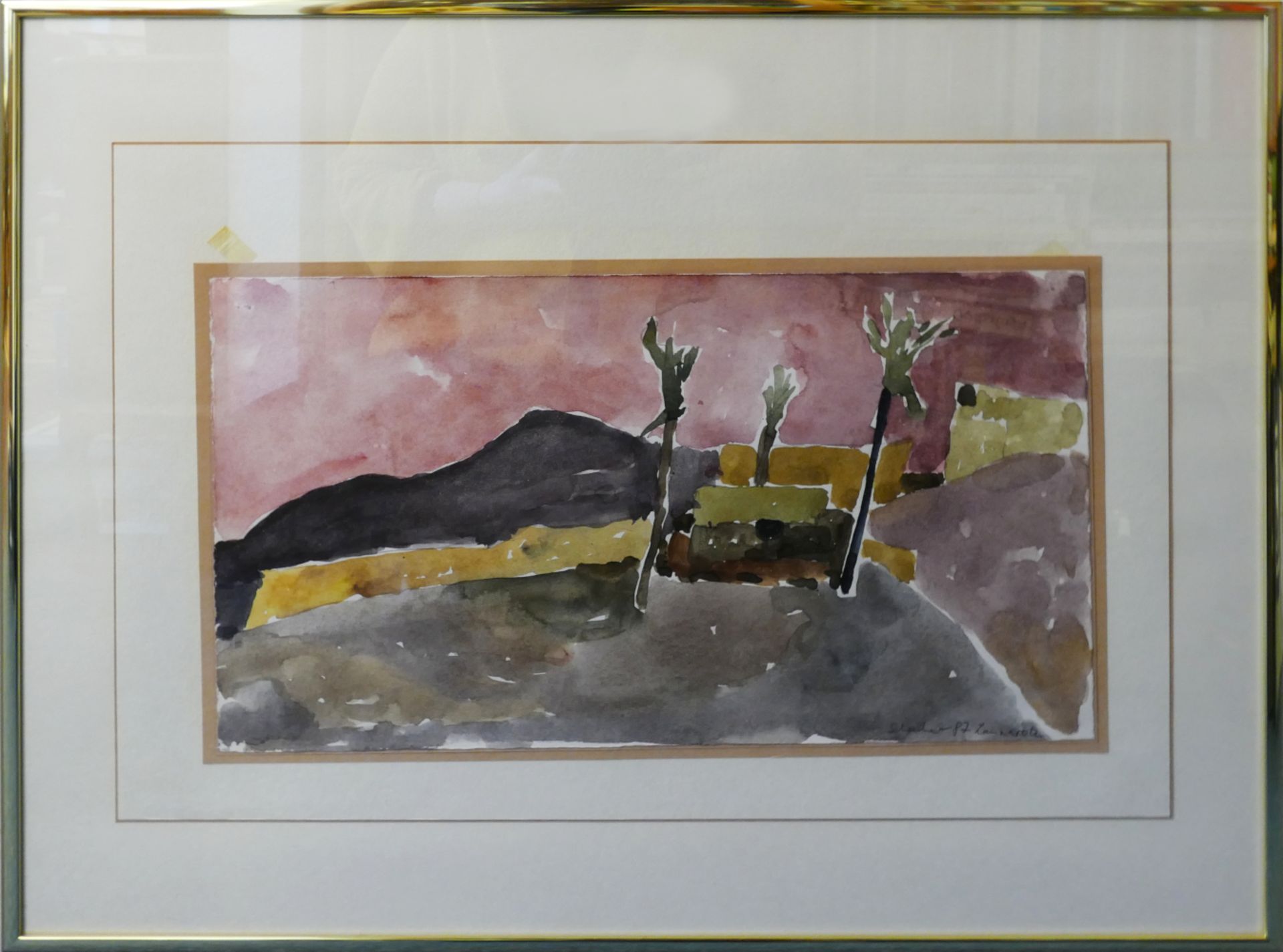 1 Aquarell r.u. sign. SCHEICHER (wohl Giselher S. *1960 Regensburg) "Lanzarote" r.u. dat. '87 - Image 2 of 3